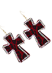 RosePink Leo Leopard Cross Earrings