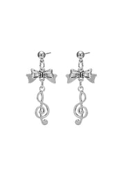 Melody Bow Silver Earrings