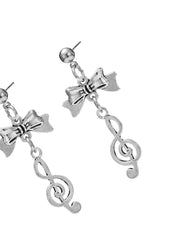 Melody Bow Silver Earrings