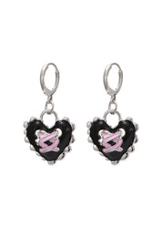 Diane Black Pink Heart Earrings