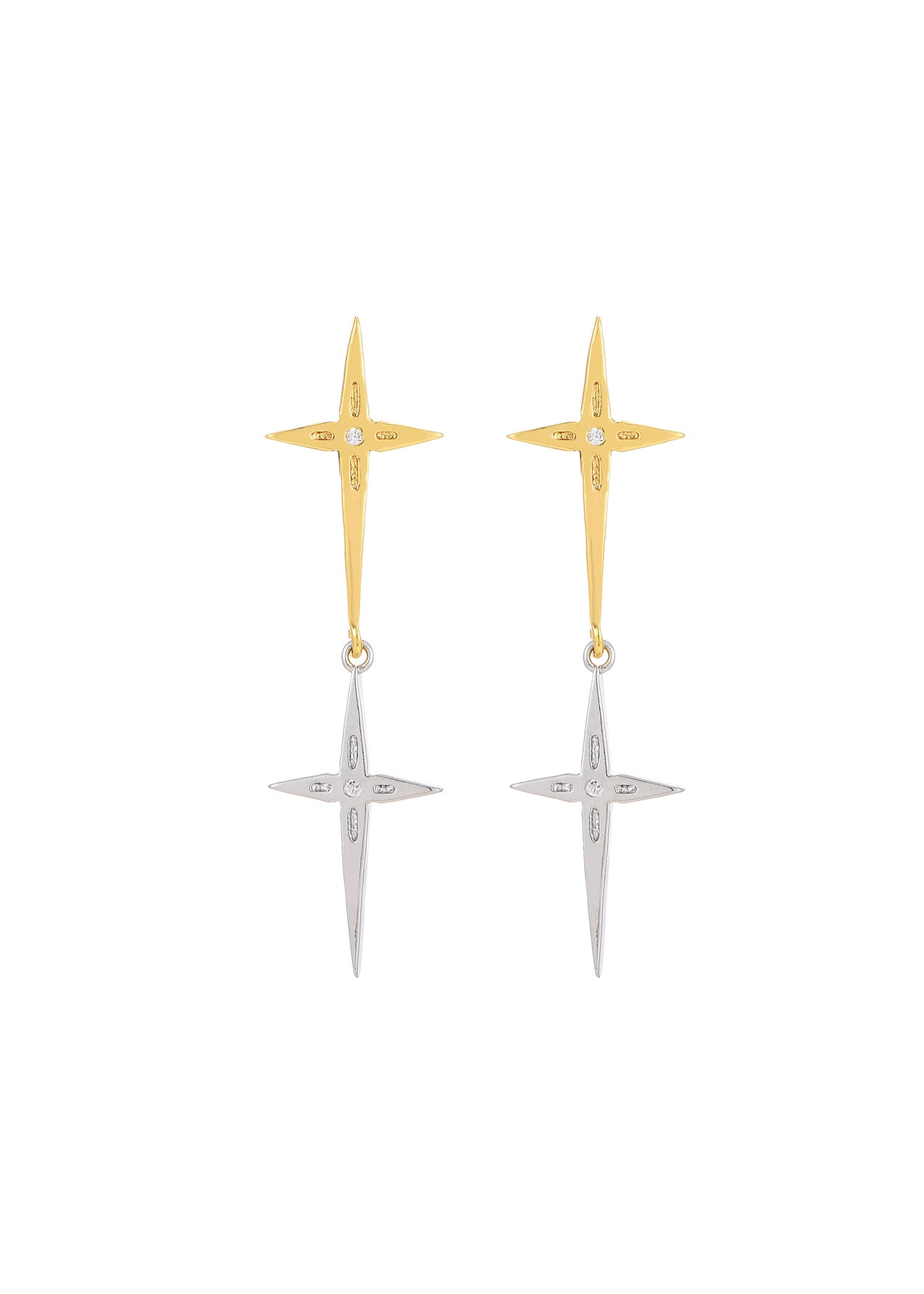 Northstar Golden Silver Earrings