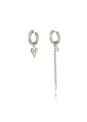 Belen Heart Asymetric Silver Earrings