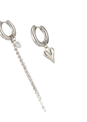 Belen Heart Asymetric Silver Earrings