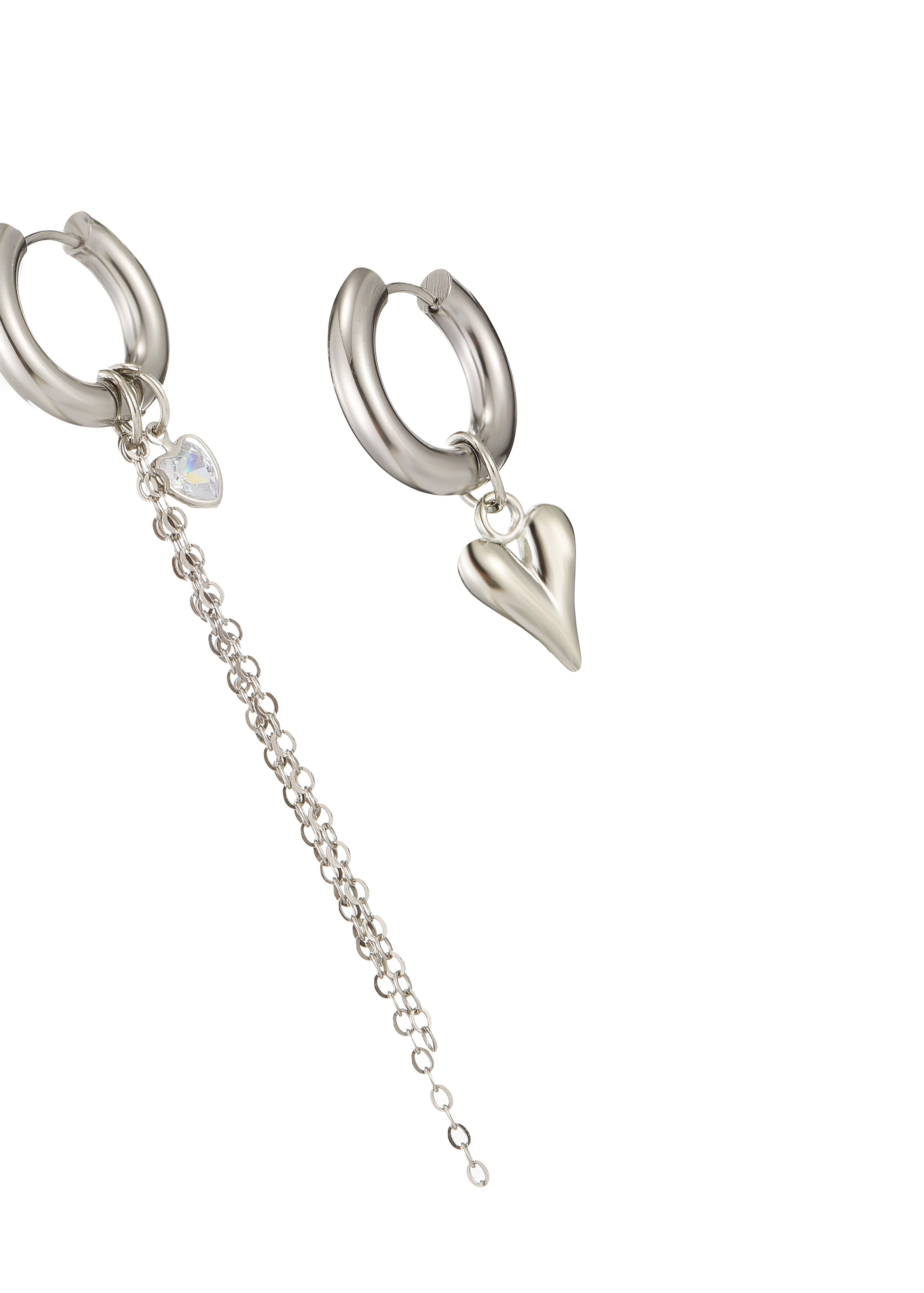 Belen Heart Asymetric Silver Earrings