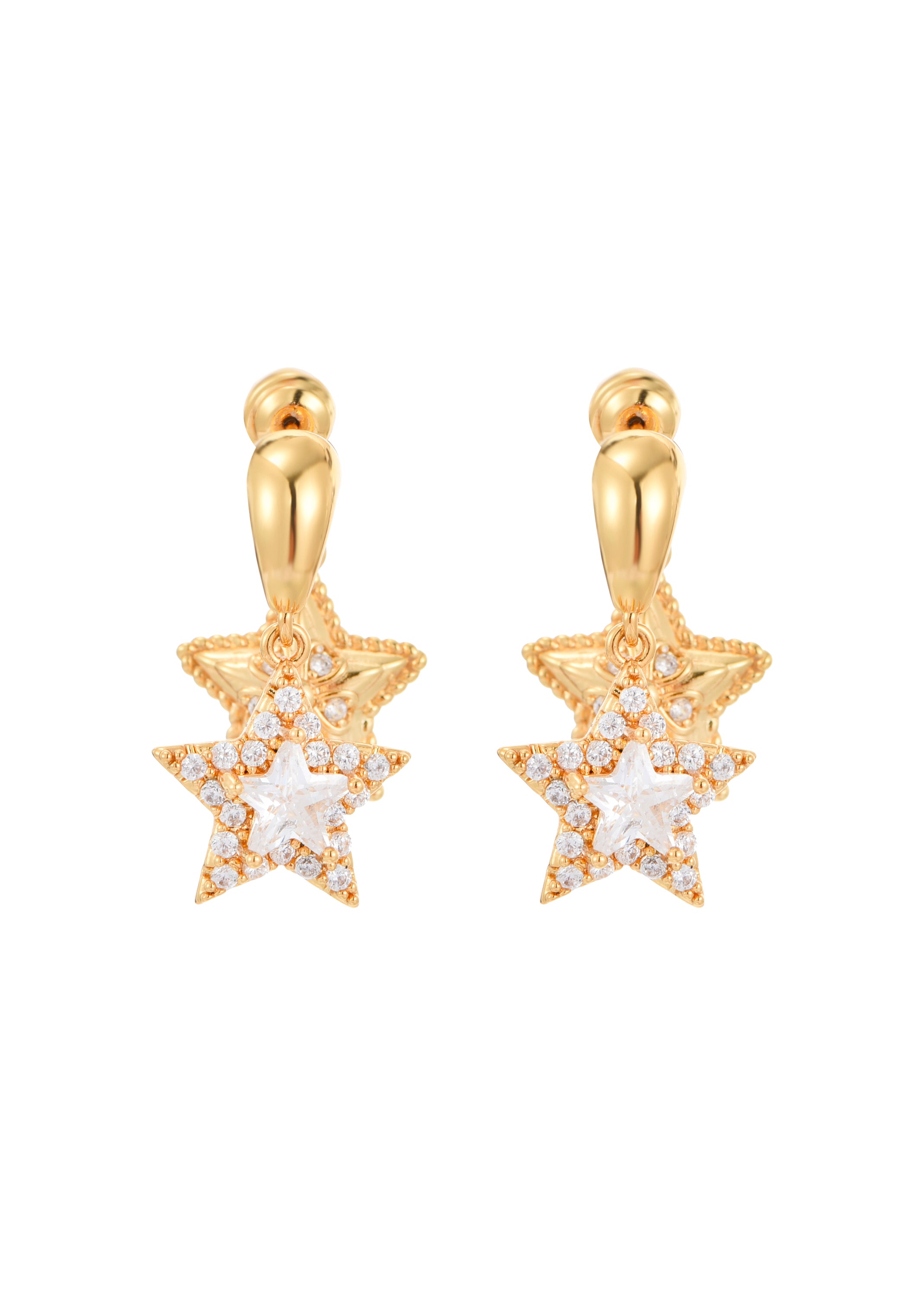 Double Star Earrings - Golden
