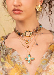 Sid Sea Shell Summer Blue Golden Necklace