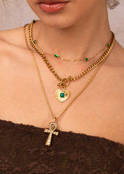 Glittering Ankh Golden Necklace