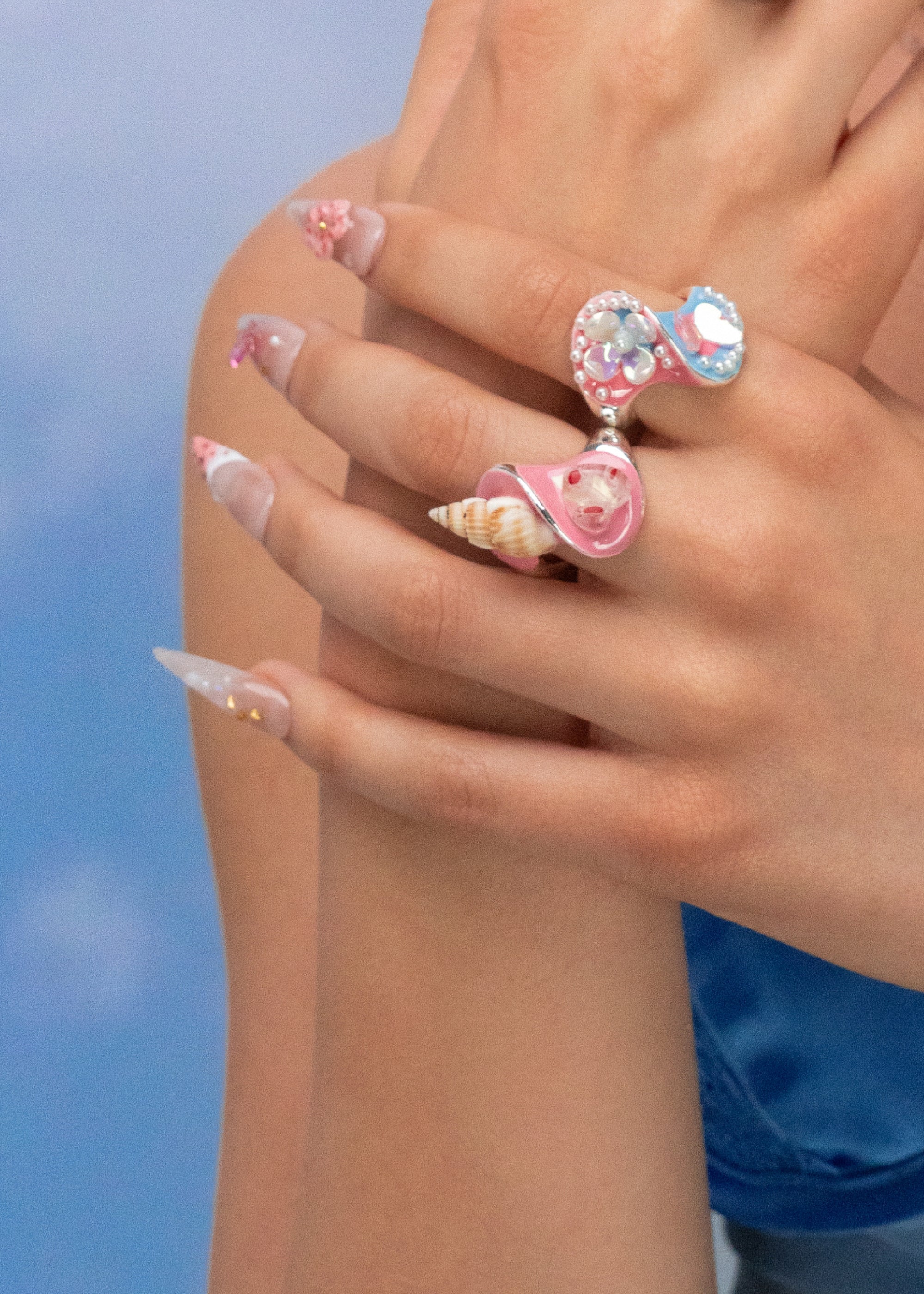 ☆nff☆ heart star mirror key ringwhite pearl nff56 Kidney Shaped Mother of Pearl Ring – Felix Z Designs