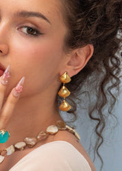 Myra Trio Shell Golden Earrings