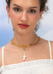 Emily Lam Ice Blue Heart Golden Necklace