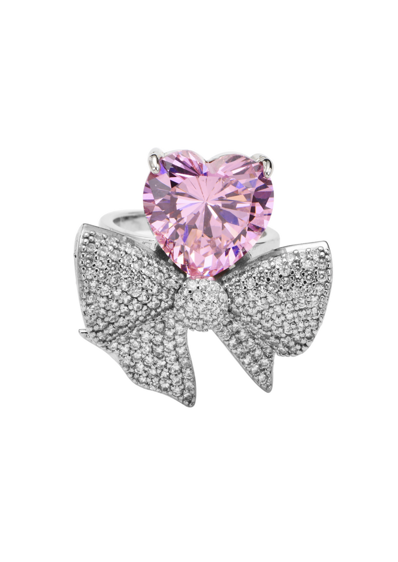 Romy Heart Bow Crystal Ring