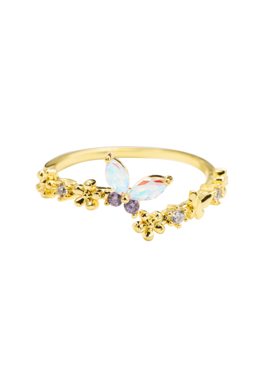 Mini Purple Butterfly Golden Ring