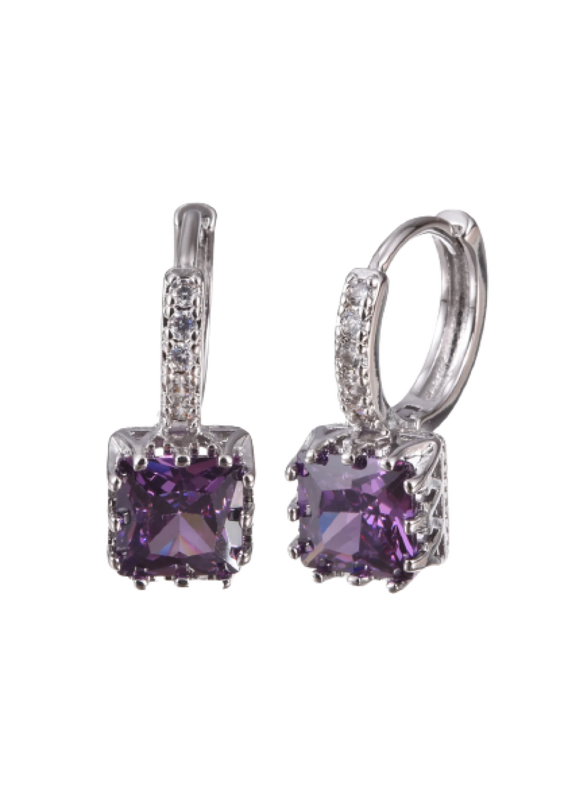 Pendientes Cube Suger de diamantes morados