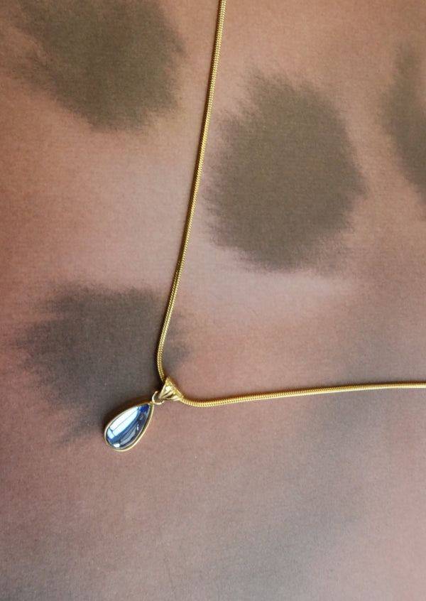 Rosalia Blue Stone Waterdrop Golden Necklace