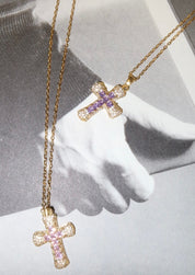 Fabrice Pink Cross Necklace