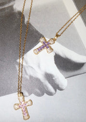 Fabrice Violette Cross Necklace