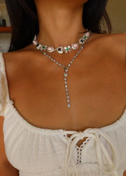 Hayes Glittering Lariat Necklace II - Silver