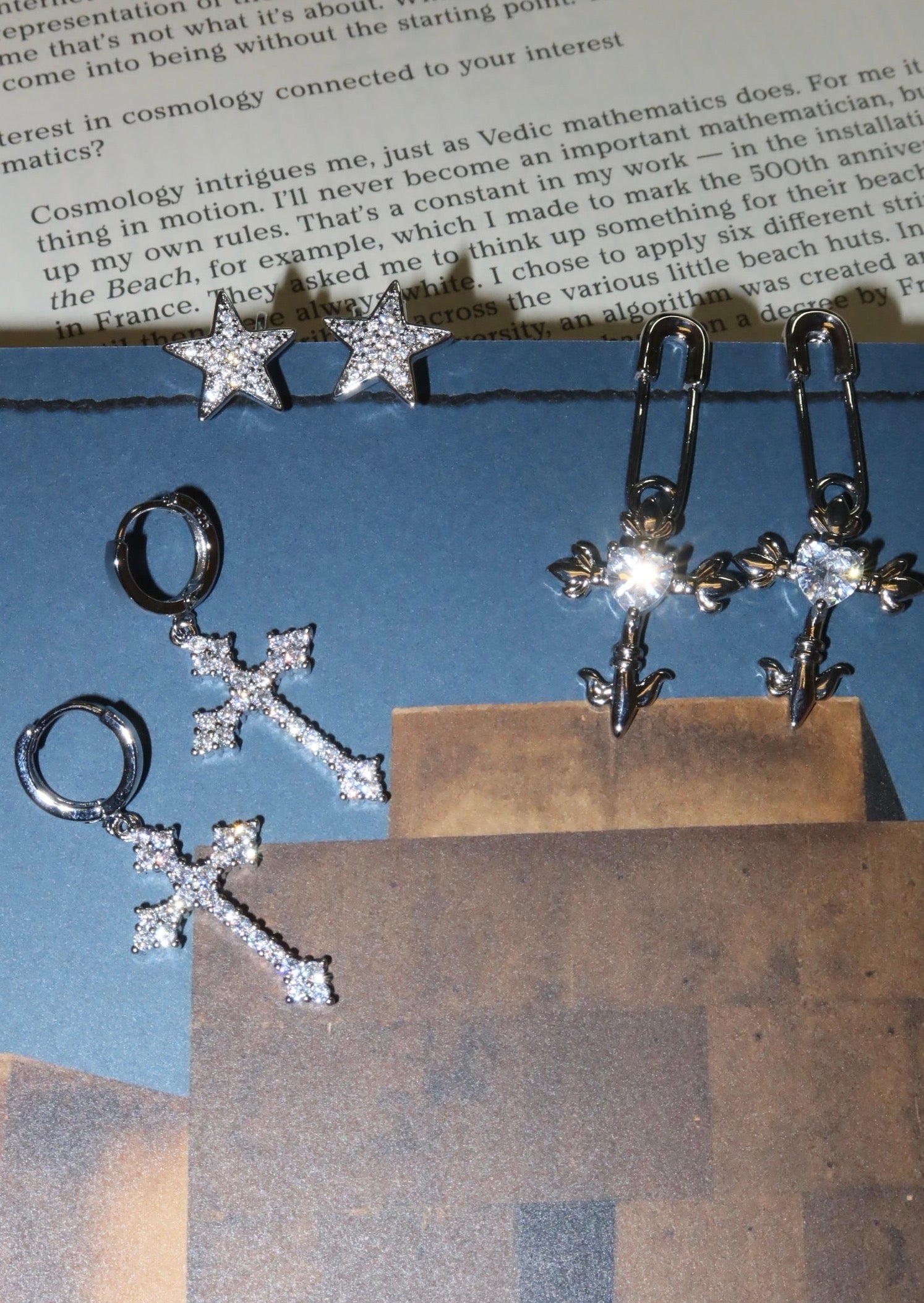 Ivonne Gothic Silver Cross Earrings