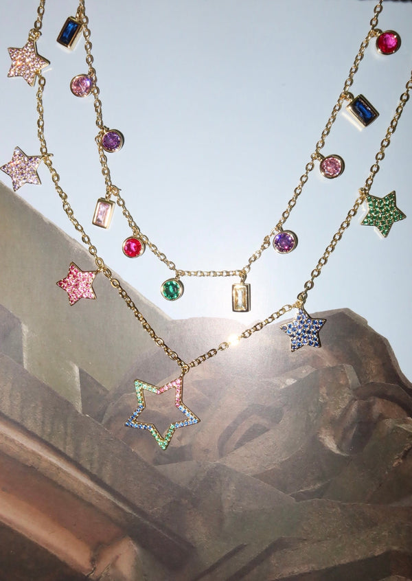 Foufou Rainbow Stars Golden Necklace