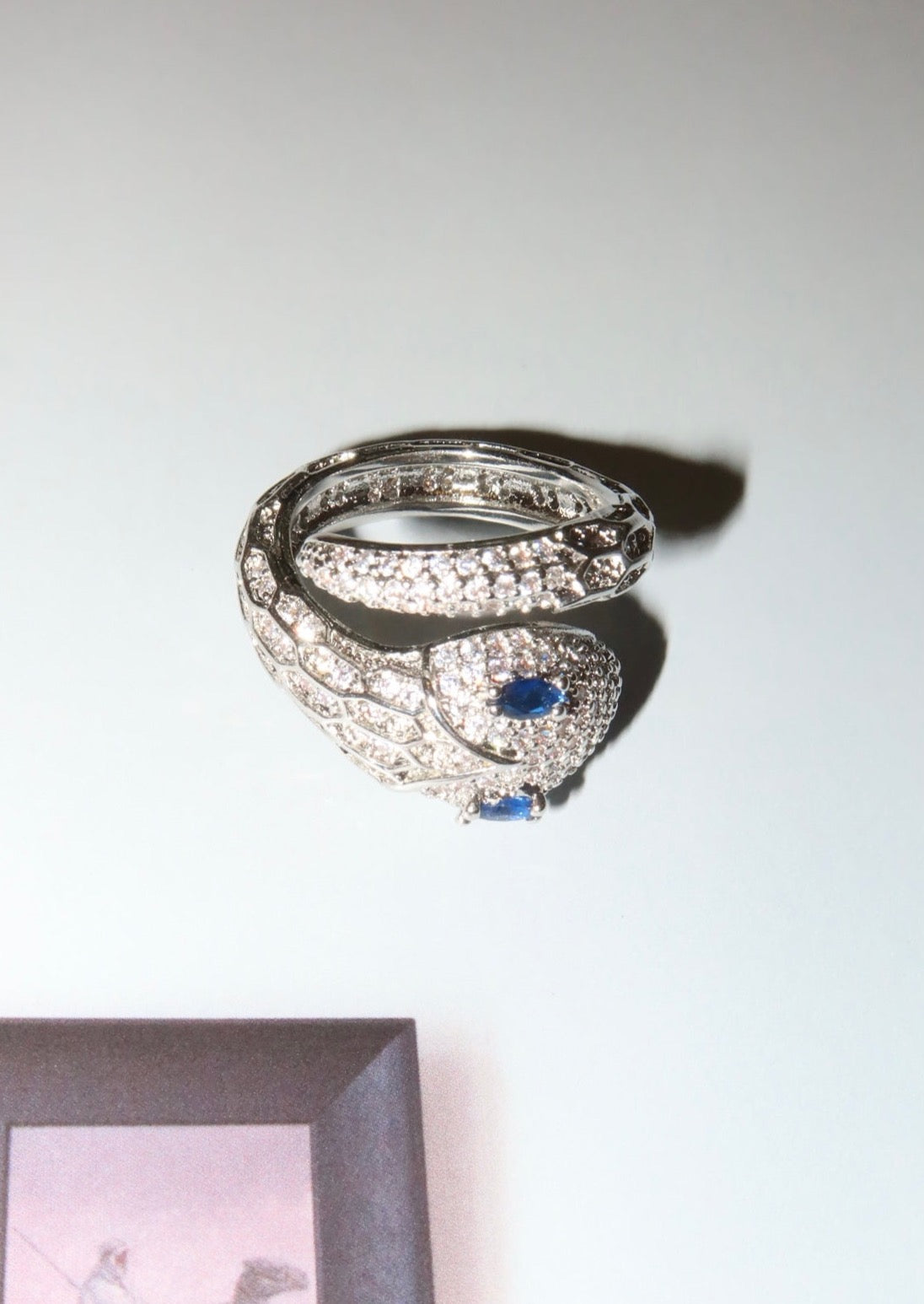 Glittering Blue Serpent Snake Ring