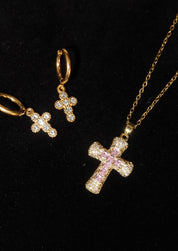 Fabrice Pink Cross Necklace