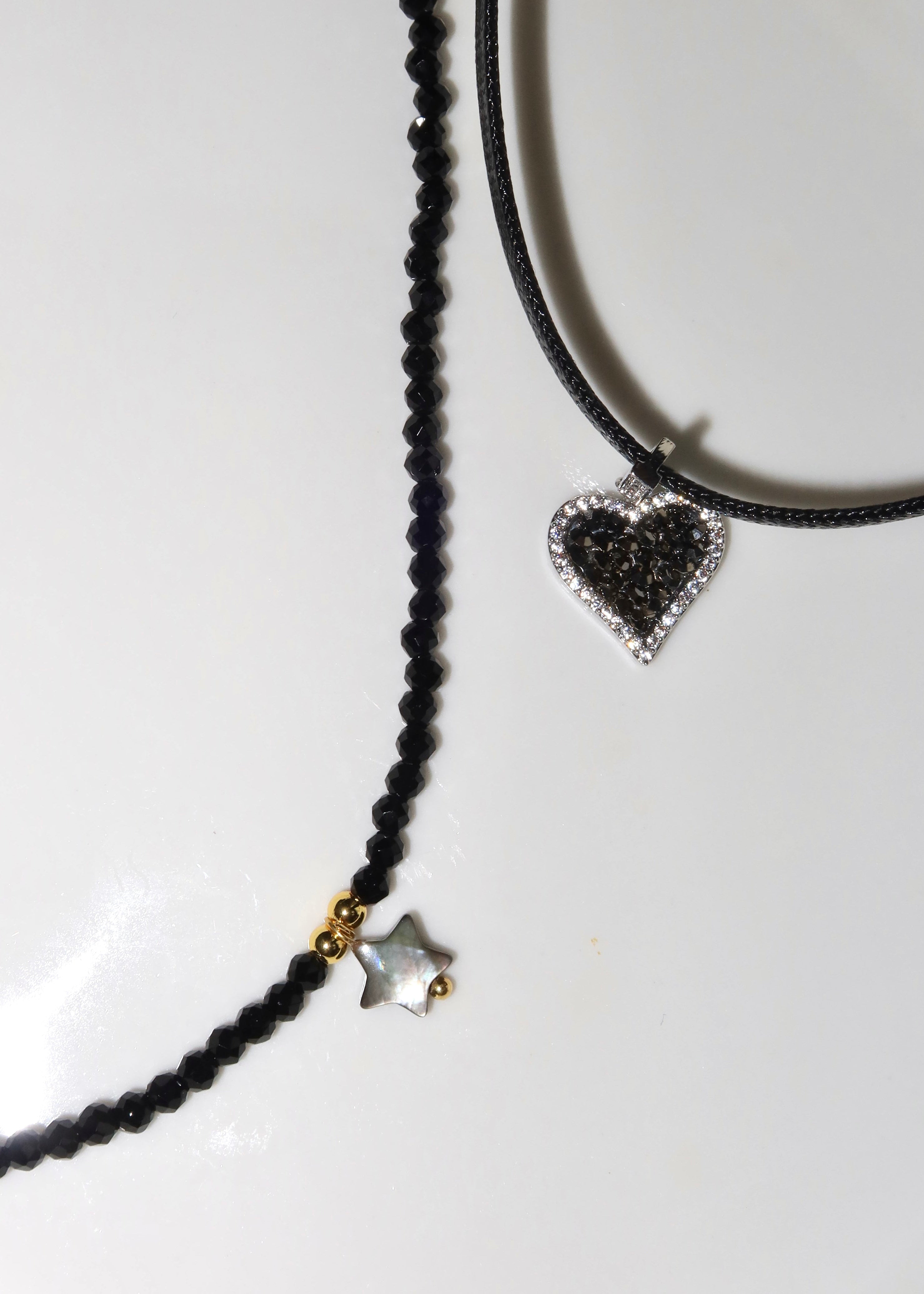 Hikaru Black Heart Leather Choker Necklace