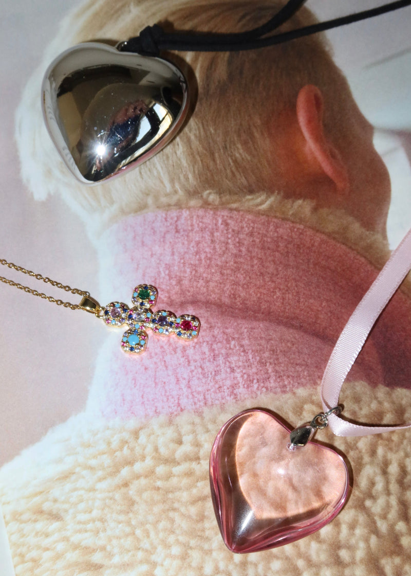 Isabelle Pink Dream Velvet Heart Necklace
