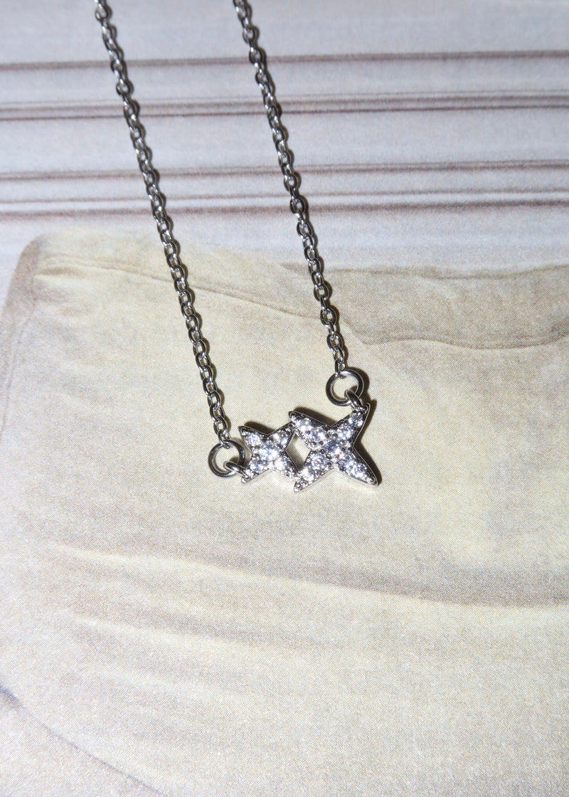 Joanna Mini Double Star Silver Necklace