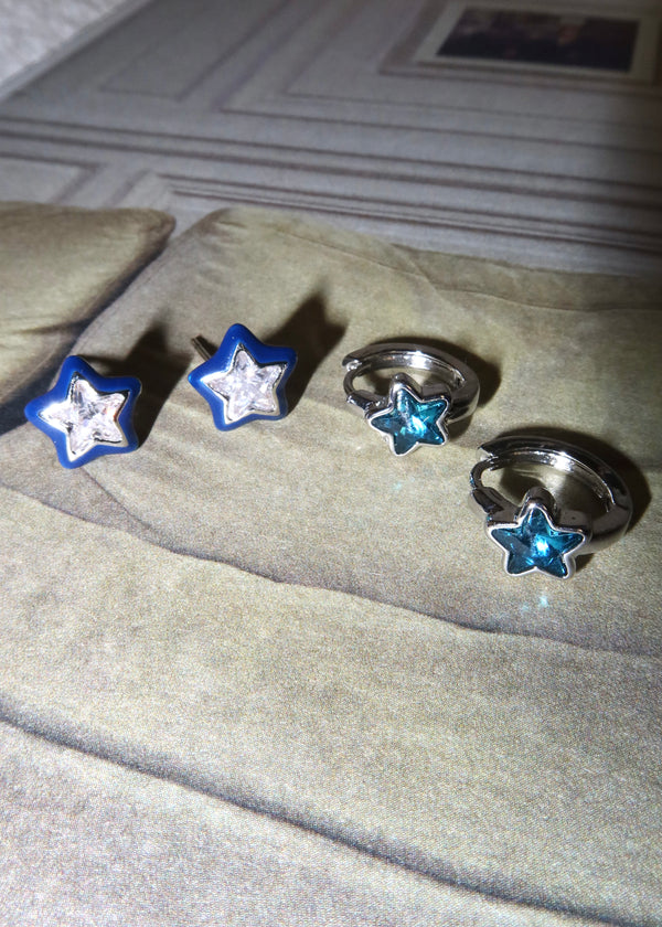 Jacob Blue Stars Silver Earrings