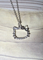 Glittering Kitty Silver Necklace