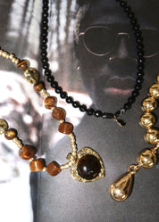 Manuelle Brown Stone Tiger's Eye Golden Necklace