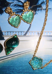 Midsummer Love In Mint Vintage Golden Eearrings