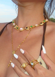 Xanthe White Stone Exotic Golden Ring