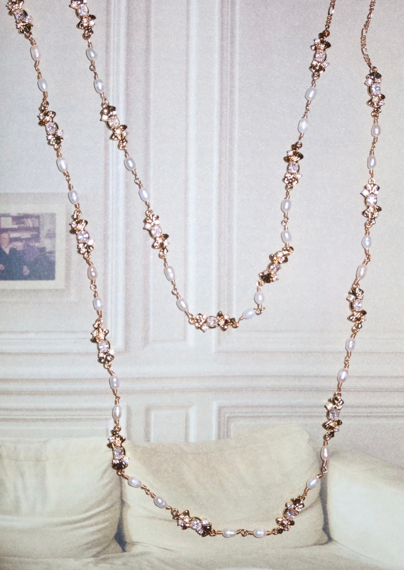 Laurent Pearl Golden Long Chain Necklace