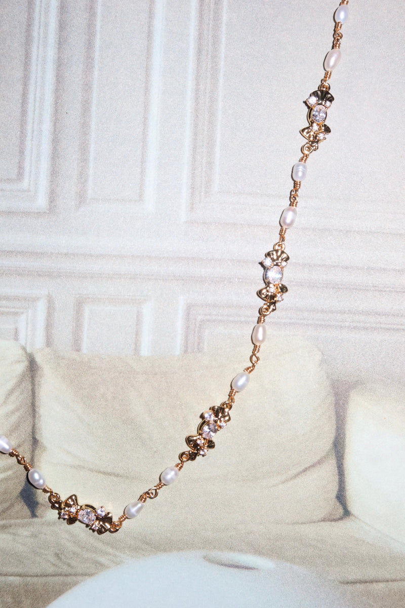 Laurent Pearl Golden Long Chain Necklace