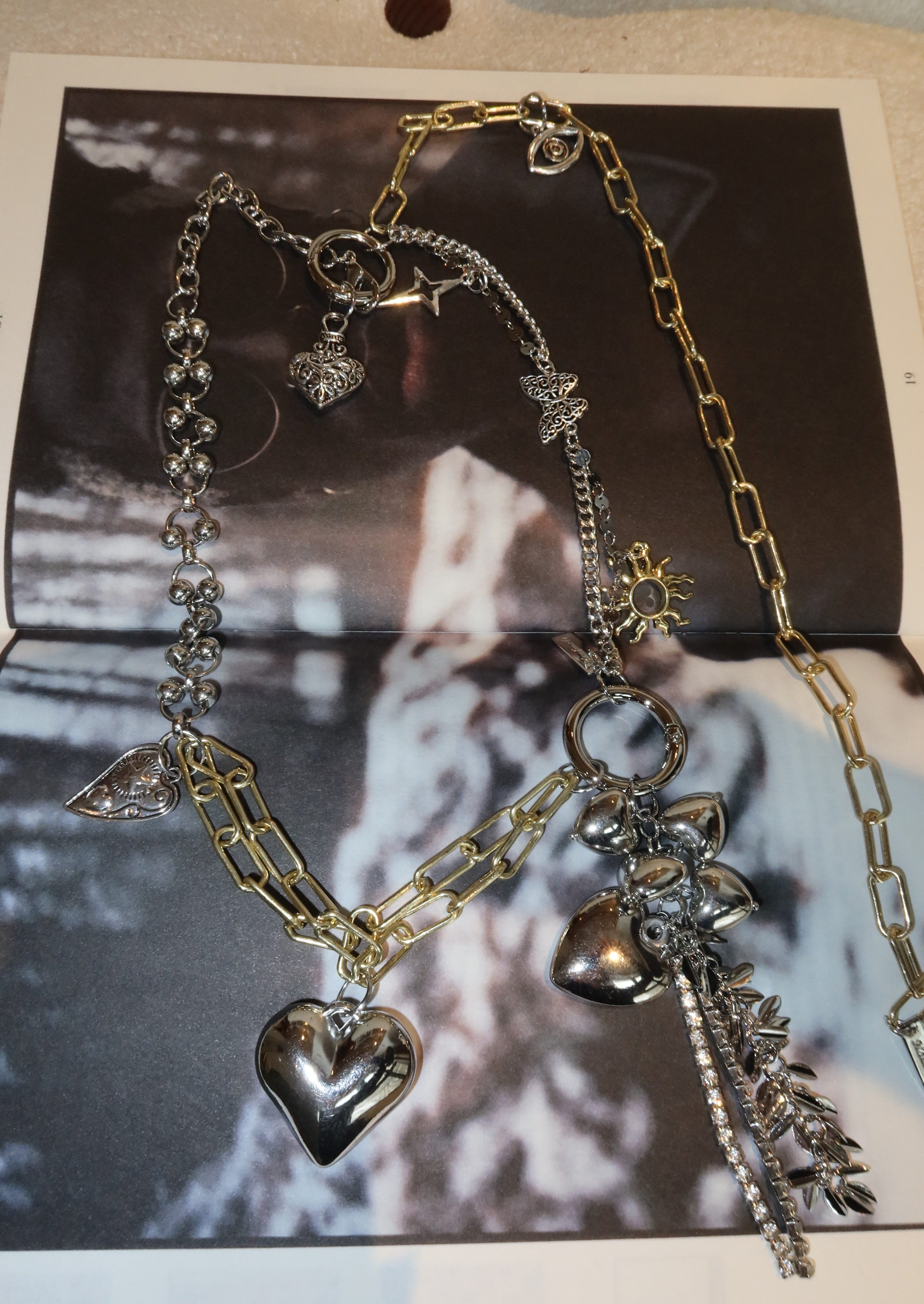 Foufou Summer Sun Heart Golden Silver Waist Chain