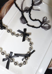 Ade Black Ribbon Necklace