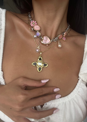 Lou Black Cross Golden Necklace