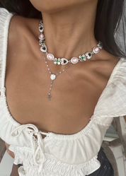 Martina Cross Long Chain Necklace - Silver