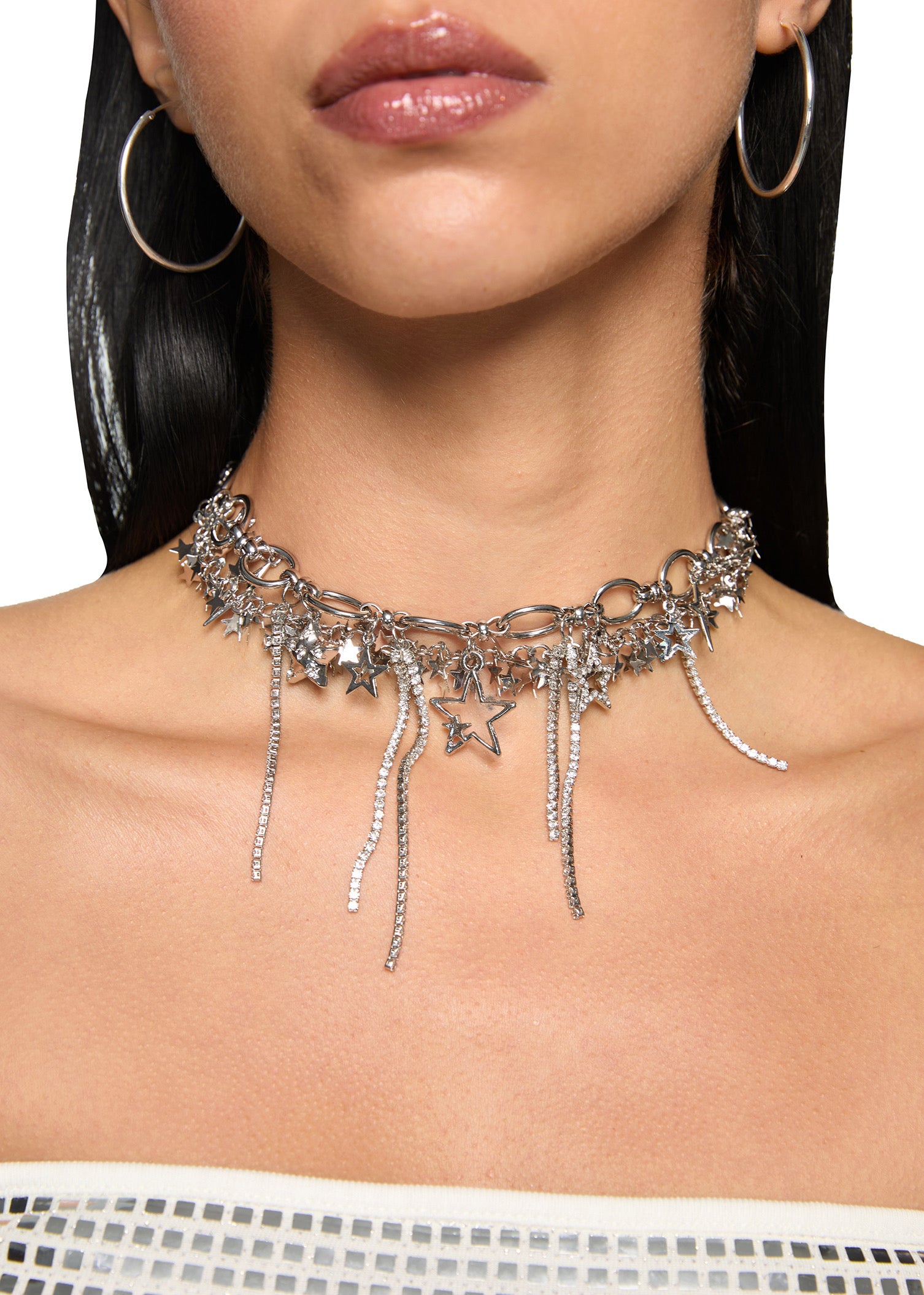 Superstar Glittering Silver Necklace – Maison Foufou