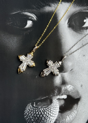 Mavis Crystal Golden Cross Necklace