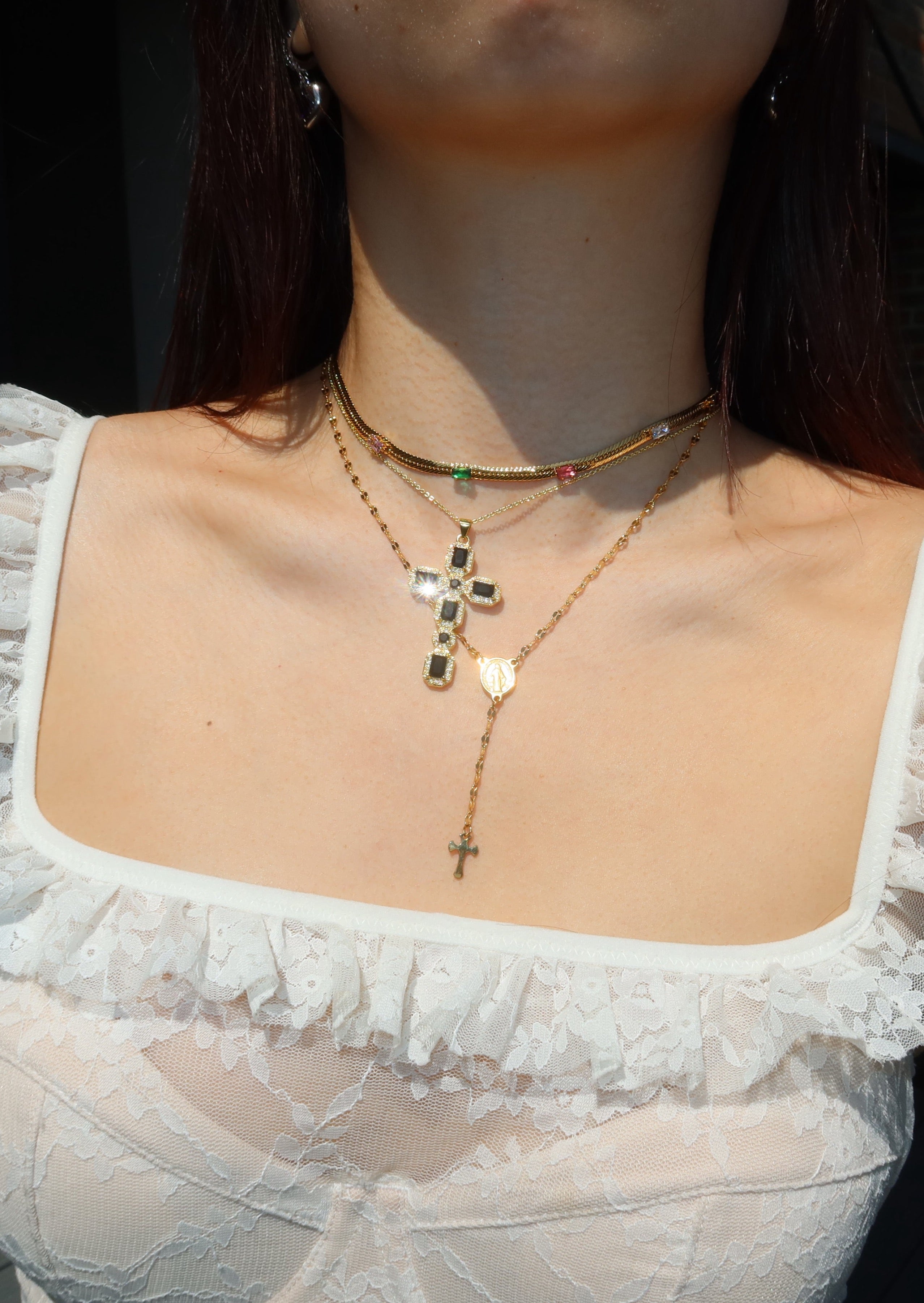 Scarlett Black Golden Cross Necklace