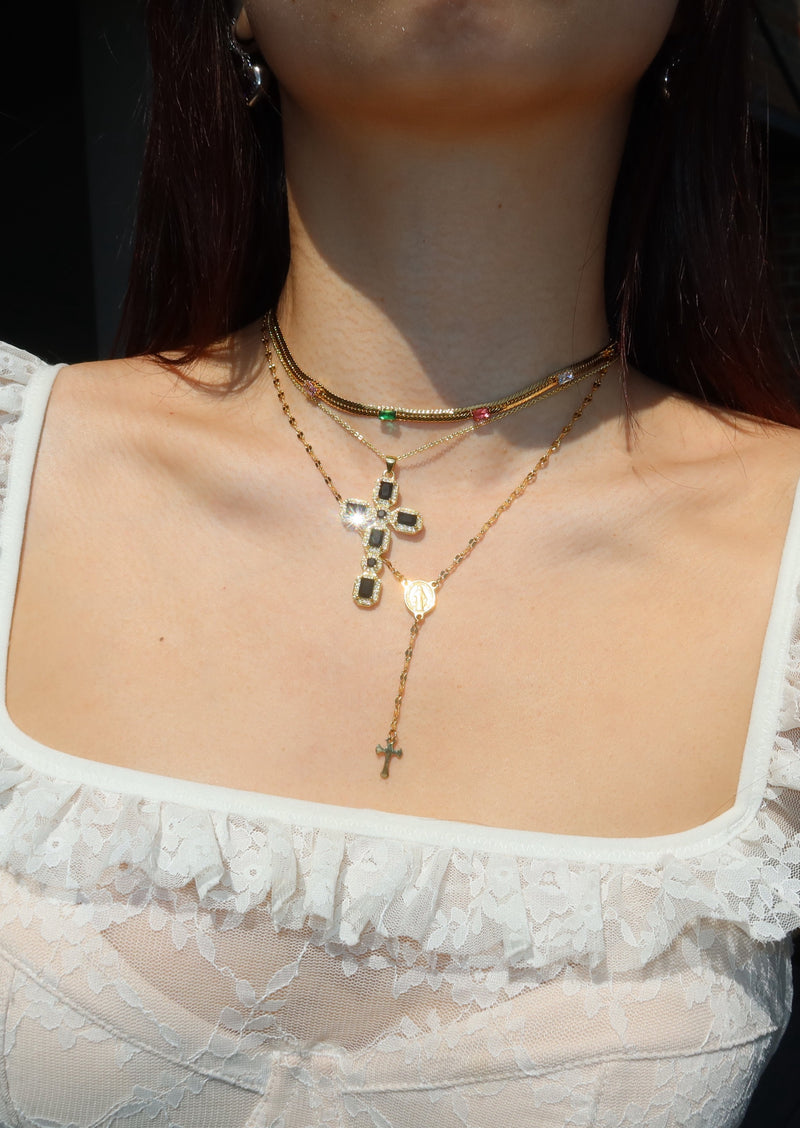 Martina Cross Long Chain Necklace