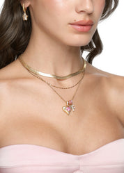 Foufou Heart Alphabets Necklace - Golden