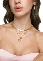 Foufou Heart Alphabets Necklace - Golden