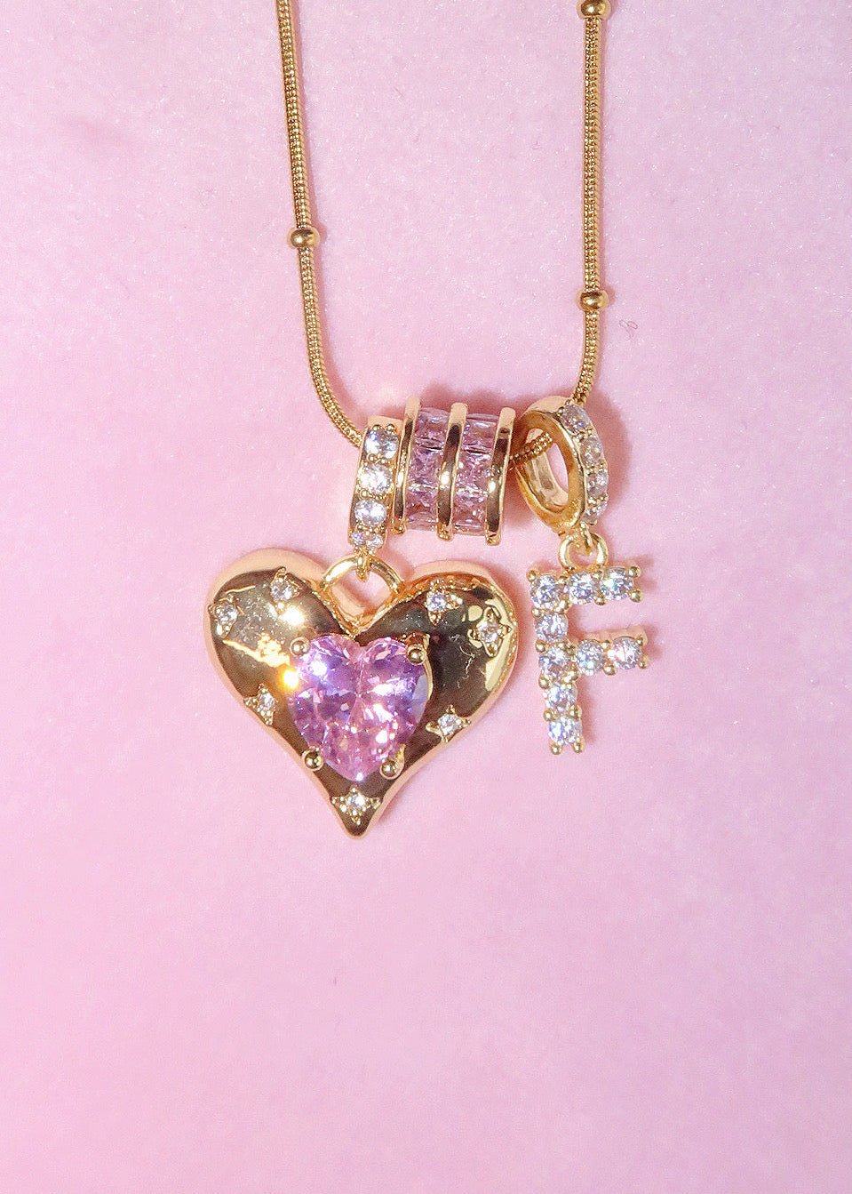 Foufou Heart Alphabets Necklace - Golden