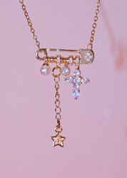 Carmen Cross Clip Golden Necklace
