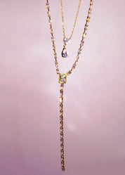 Maddie Glittering Lariat Golden Necklace