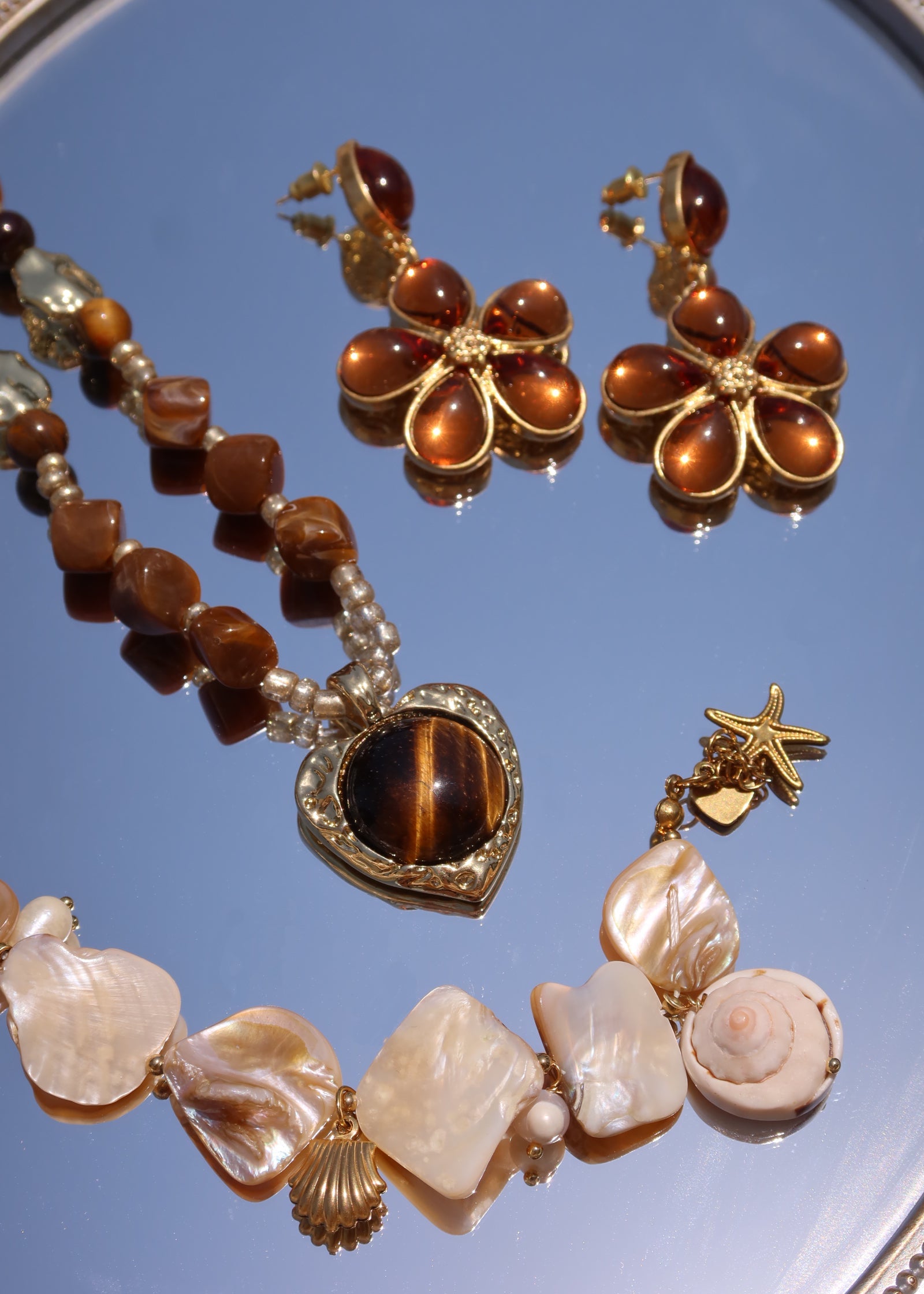 Manuelle Brown Stone Tiger's Eye Golden Necklace – Vintage