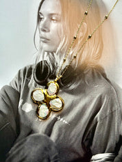Lucky Lou Flower Pearl Golden Necklace
